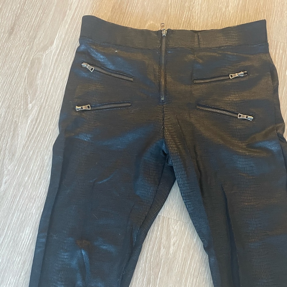 David Lerner black faux snake leggings